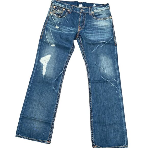 True Religion Jeans Size 36 STRAIGHT BIG T Blue - Picture 1 of 8